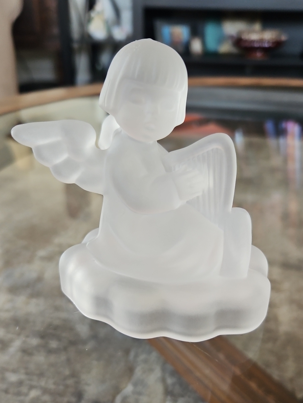 Vintage 1995 Goebel Hummel Frosted Crystal Angel Playing Harp